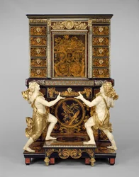 Skříňka na podstavci s medailony podle Jeana Varina, kolem 1675-80